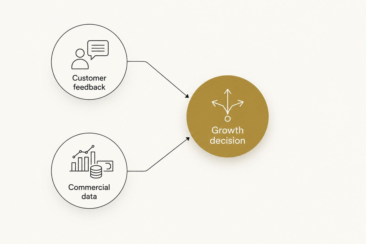 Customer feedback and commercial data feed a growth decision.